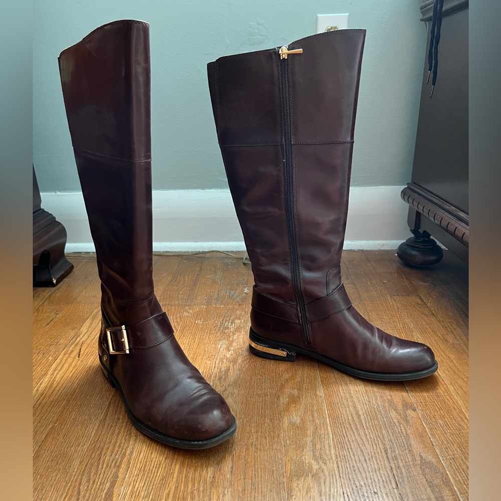 Vince Camuto knee-high wide calf brown boots sz 9.5